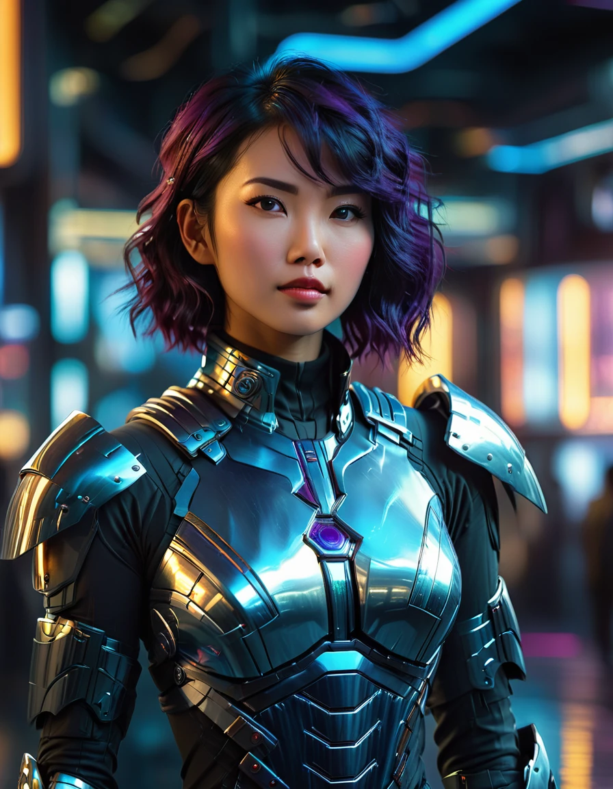 beautiful busty Asian women, 2girl, futuristic, sci-fi, art deco armor, intricate detailed face, hyper realistic, photorealistic, 8k, (best quality,4k,8k,highres,masterpiece:1.2),ultra-detailed,(realistic,photorealistic,photo-realistic:1.37),HDR,UHD,studio lighting,ultra-fine painting,sharp focus,physically-based rendering,extreme detail description,professional,vivid colors,bokeh,cinematic lighting,dramatic lighting,chiaroscuro,dramatic contrast,moody,cyberpunk,highly detailed