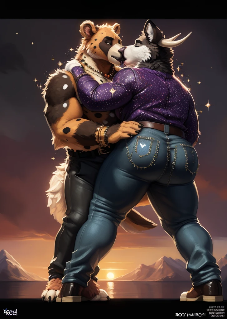 ✨🎉🎊, (nipples), ((((fursuit)))), ((((fursuiter)))), ((((fursuiting)))), (3d_artwork:1.5), (unreal engine:1.5) , inky, dark, dark fur, dark shadows, dark room, black room, black walls, indoors, (group of men flatly pressed together:1.6), 🐰x🐇x🦝x🦌x🦙x🐂x🐿x🦜x🐦x🐤x🦘x🐮x🐻x🐼x🐈, ((absurd res)), ((ultra high resolution)), ((masterpiece quality)), (isometric view), (impressive lighting), (sunset clouds), (floating hearts), (((sparkles))), confetti, sunlight, ⫷|⫸ by foxovh, by sligarthetiger, by cumbread, by gammainks, ((by seibear)), by lollipopcon, by dizzyknight, by greasymojo, ((by xpray)), ((by roly)), by honovy, by taran fiddler, by kenket, by Pixelsketcher, by Bayard Wu, by Thomas Benjamin Kennington, by Einshelm, ⫷|⫸ jewelry, necklace, bracelet, ⫷|⫸ (fuzzy furry body:1.6), (tall body), ((beautiful fur pattern)), (raised tail), chubby, (stunningly beautiful legs), (detailed fuzzy face), hyperrealistic, (covered by fur:1.7), (naturally censored:1.9), (two big cuddly men kissing:1.5), (tight clothing), ((gentlemen)), ((clothing accessories)), (dressed to impress:1.8), (fully clothed:1.9), (furry pants:1.8), (designer clothes:1.8), ((fancy outfit)), (spotty laced clothes:1.5), (((excessive clothing))), safe for work, (full butt under clothing:1.4), (big pecs), (old & elderly), big fluffy tail, drooling saliva, (((tackling))), ((fashionista)), (((shaking togther))), (((flexible))), holding butt, ((drawn from a unique angle)), ((pants down)), (underwear),