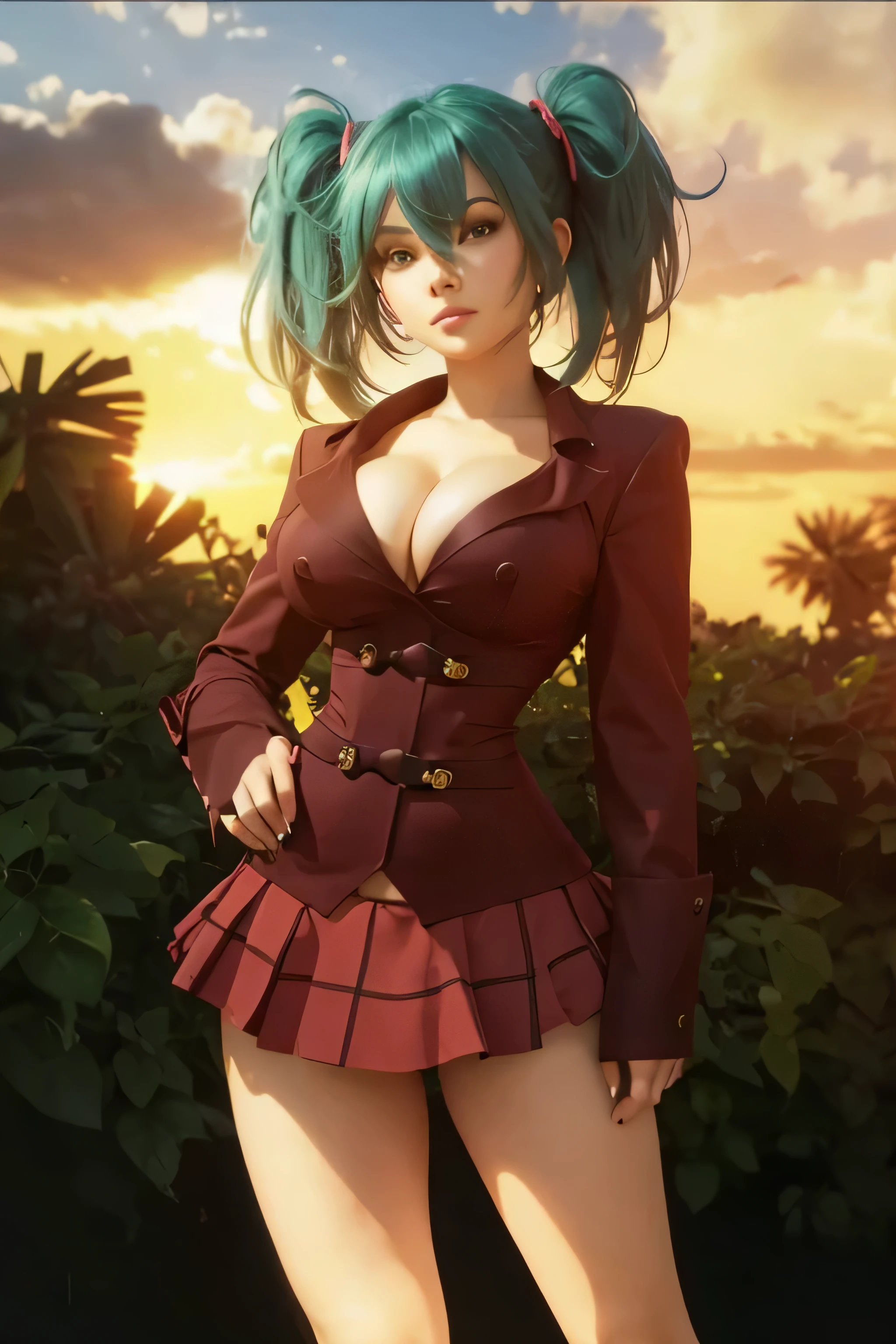 Woman with double D's, curvy, hourglass shaped body.