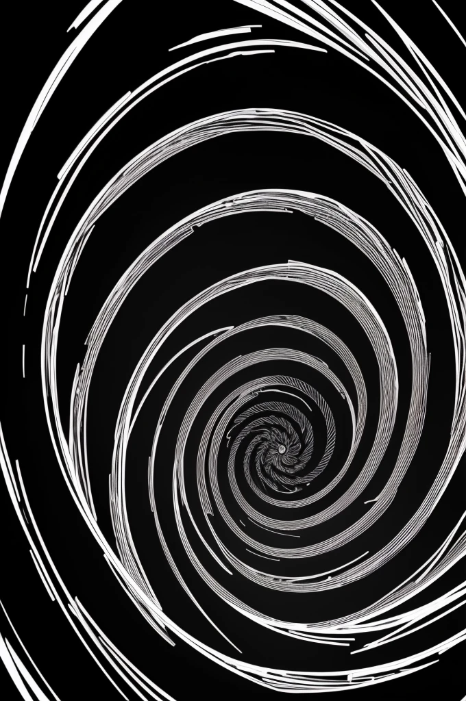 Drawing of a spiral in black color, White background
