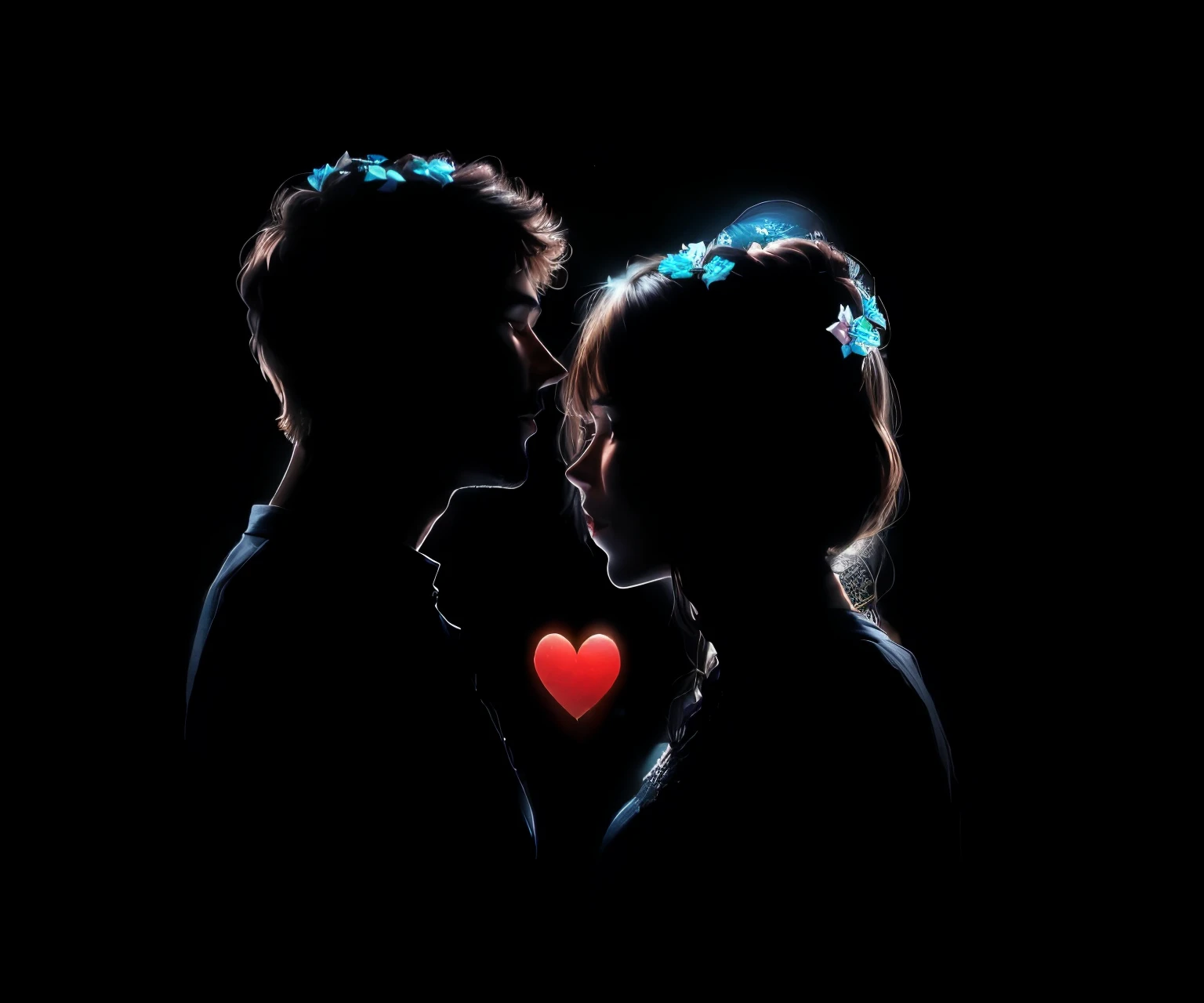 there are two people standing next to each other, double exposure of love, man and woman in love, they are in love, lovers, amazing!, romantic Couple, low-key, Couple, in love, True love, amazing, kiss, ON BLACK BACKGROUND, by Jan Rustem, by Joe Bowler, the lovers, romantic!!!