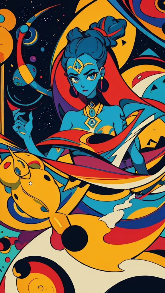 create an abstract composition artistic style Tarsila do Amaral+fusion of alcohol and ink+tribal abstract tattoo+science fiction+van Gogh minimalistic+Kandinsky 