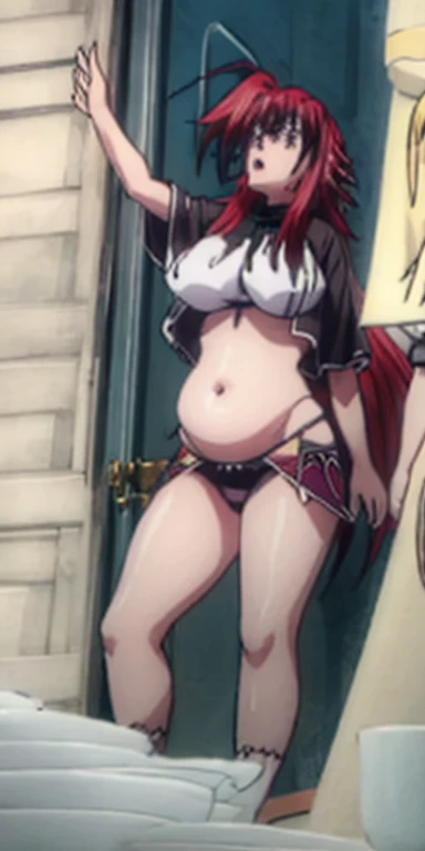 Rias growls, plump belly