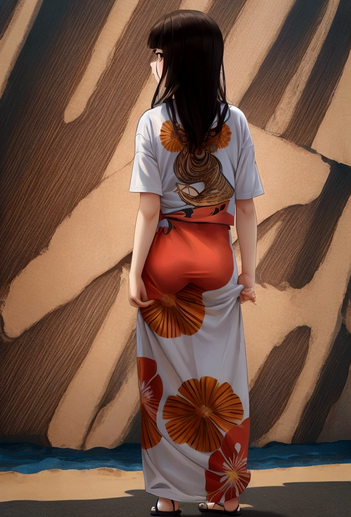 tshirt design, rzminjourney, Vector art, summer design, Hot as Hawaii, Both hands behind your back