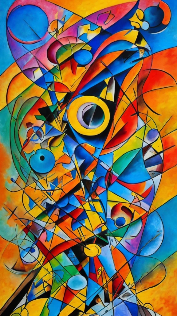 create an abstract composition artistic style Tarsila do Amaral+fusion of alcohol and ink+tribal abstract tattoo+science fiction+van Gogh minimalistic+Kandinsky