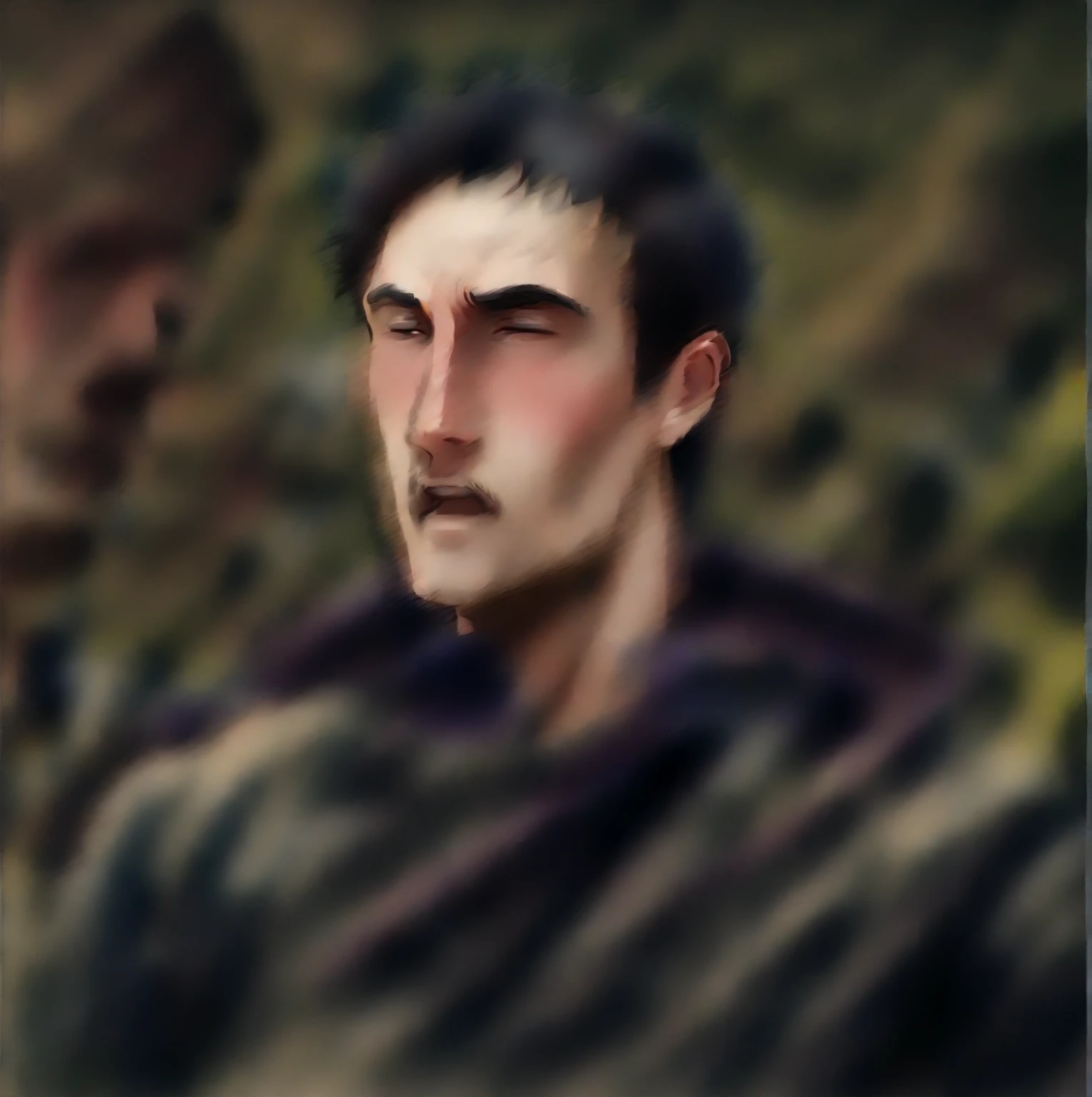 highly detailed analog photo of a noble (man), solo, 1boy, jewelry, short hair, short beard, closed mouth, male focus, blurry, portrait, military embroidered vest, horse, shoulder armor, (realistic:1.3) (blurry background:1.1), (medieval street:1.2) masterpiece, best quality, 8k, motion blur, intricate details, depth of field, (analogue photography:1.1), (natural light:1.4), as photographed by richard avedon,