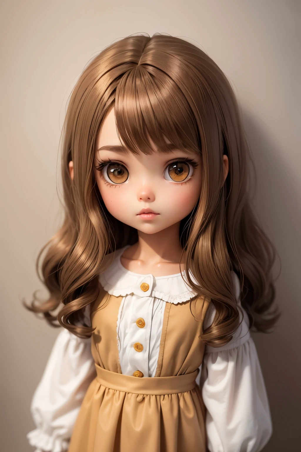 Blythe doll light brown skin light brown hair in short layers dark brown eyes no bangs