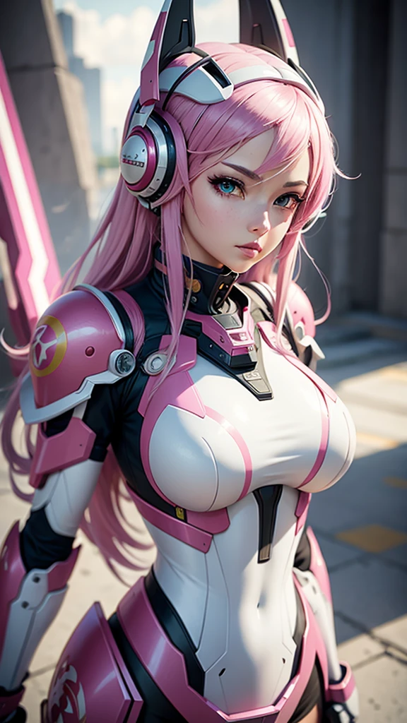 araffes with a pink and white hair and a pink and white helmet, detailed digital anime art, best anime 4k konachan wallpaper, anime mecha aesthetic, 4k highly detailed digital art, robot mecha female dragon head, wlop and krenz cushart, highly detailed anime, mecha asthetic, advanced digital anime art