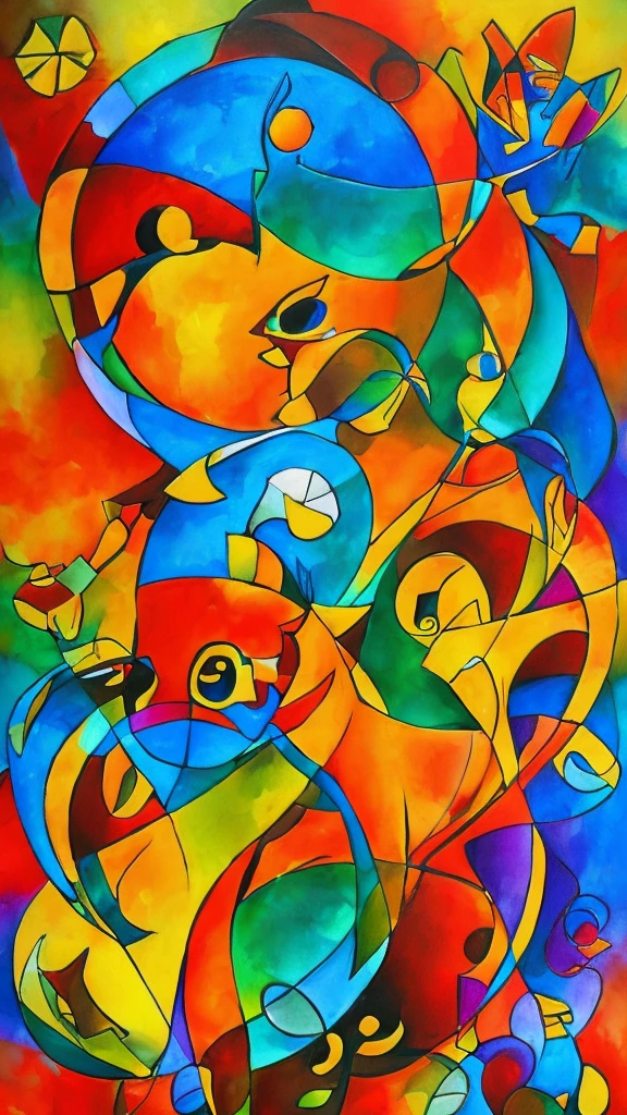 create an abstract composition artistic style Tarsila do Amaral+fusion of alcohol and ink+tribal abstract