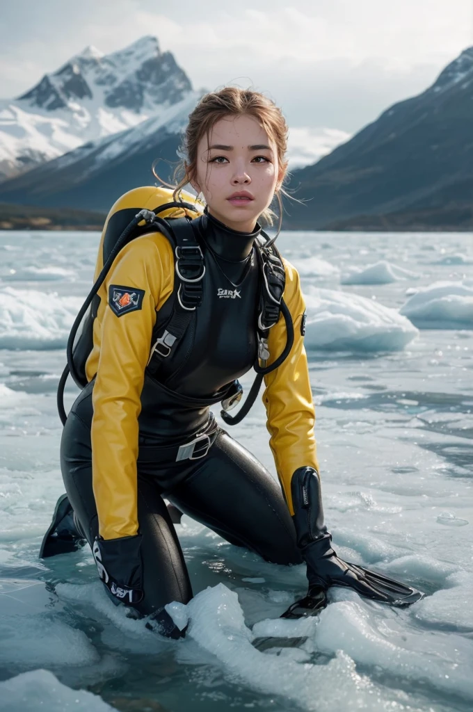 scubagear2023, ((( movie still of Italian exploitation movie))) , cinematic, film grain,
by (Giuseppe pinori:Richard wong:0.2),  (Foreground: scientific dive sight on the ocean shore, (ice cold) , on the diveboat vessel, Volumetric Light, ((Middleground: (closeup) pretty and young   girl (Lee Sung-kuyng, clear facial features), in [ fullbody neoprene];2 factured heavy drysuit, (in scuba), [oxygen tank]:0.7, after a scuba dive, , action pose,   , clear facial features, perfect body,(full body portrait)
)),
(((Background: distant frozen mountains))), (creating an emphasis on emotions such as wonder, trill, happiness,),  
Blondhead women, inspired by Ron English, [au naturel]:0 1, , 
intricate details, trend on istock, best quality, masterpiece, 5 fingers, 1girl, 