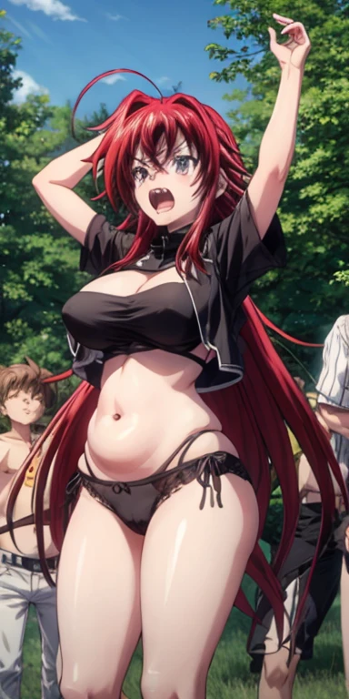 Rias growls, plump belly