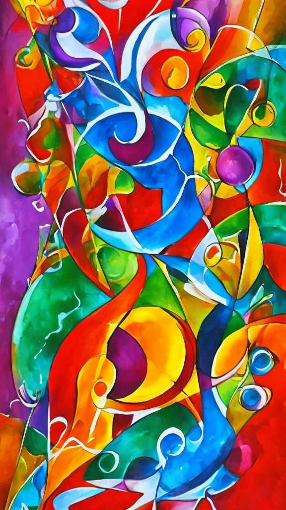 create an abstract composition artistic style Tarsila do Amaral+fusion of alcohol and ink