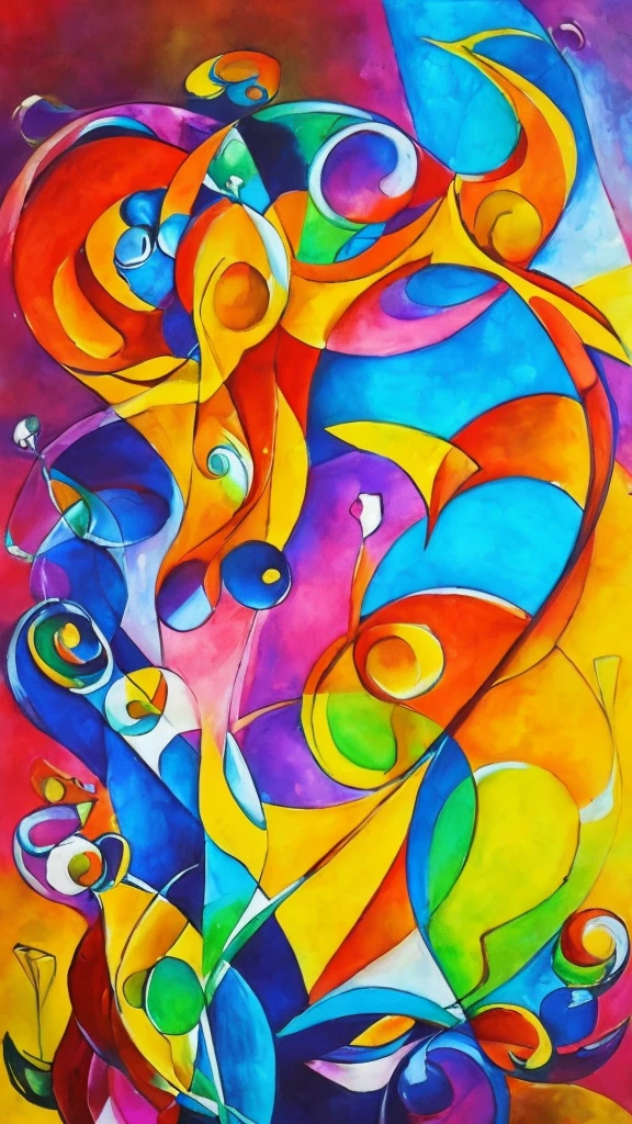 create an abstract composition artistic style Tarsila do Amaral+fusion of alcohol and ink
