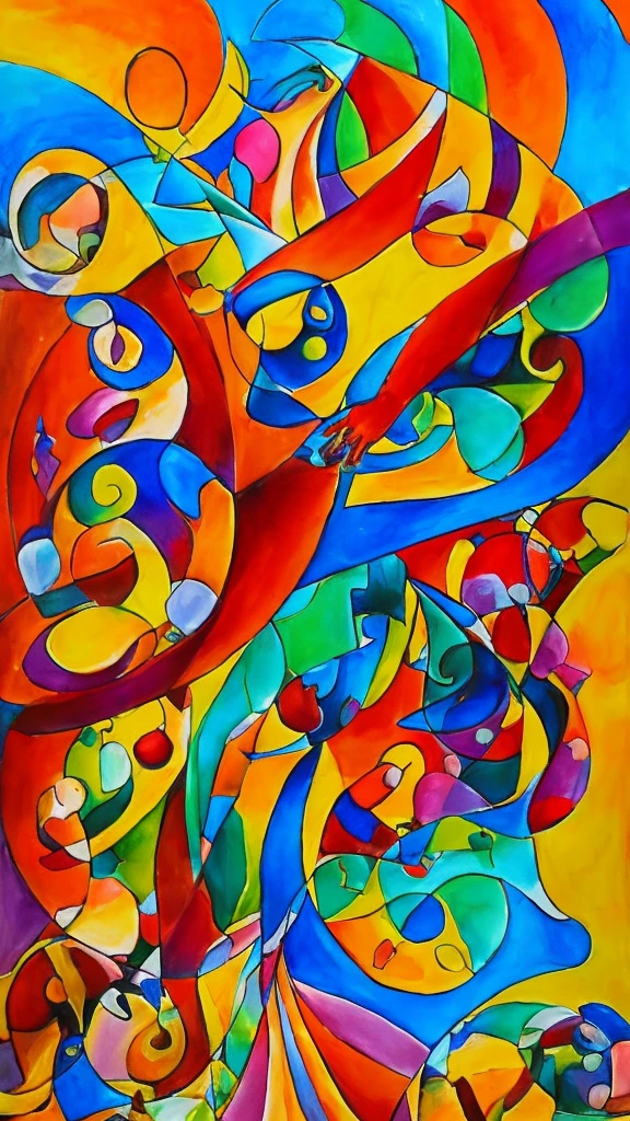 create an abstract composition artistic style Tarsila do Amaral+fusion of alcohol and ink