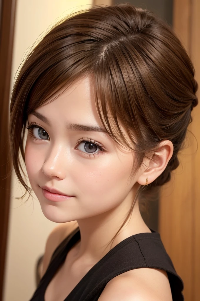 I want a photo of an emotion from the pixar movie,have brown hair, fair skin , honey-colored eyes