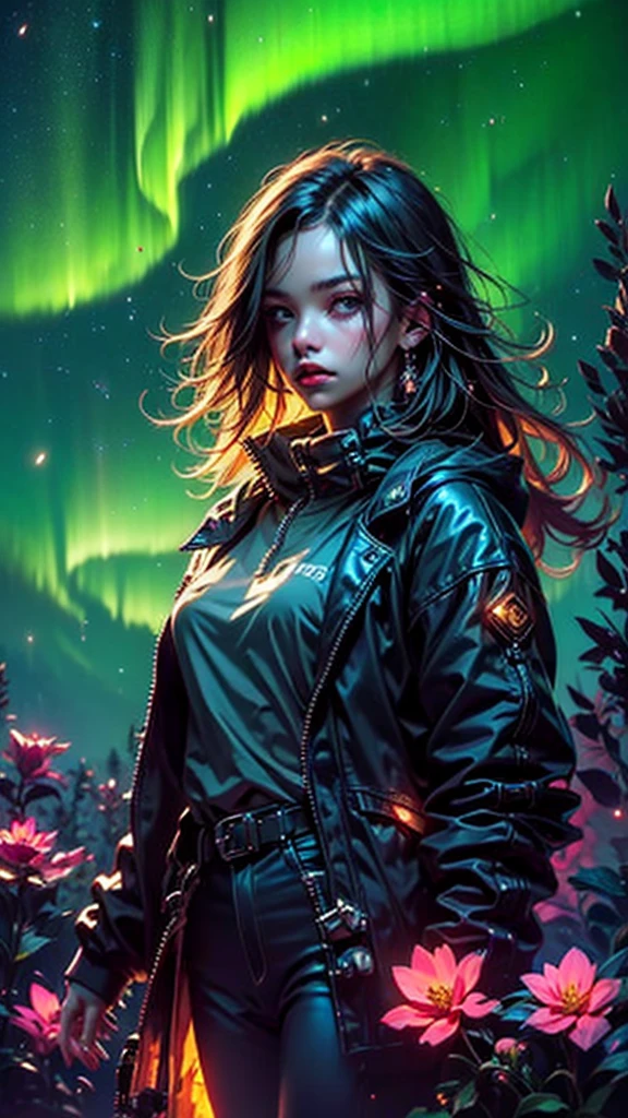 a luminescent garden, glowing flowers, luminescent trees, luminescent fireflies, northern lights sky, cinematic lighting, unreal engine, hyper detailed, 8k, masterpiece, dark fantasy, ethereal, moody, dramatic lighting, (((Landscape)))