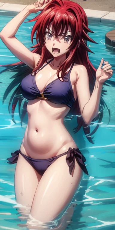 Rias growls, fat belly, in a swimsuit