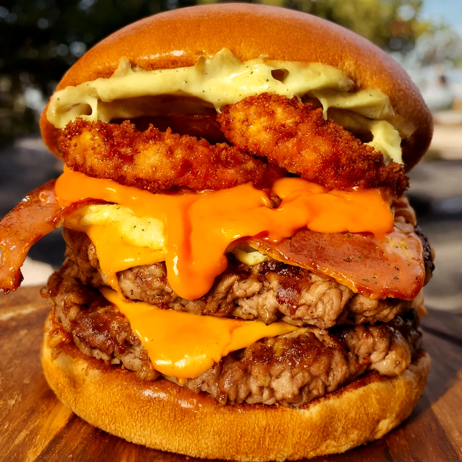 2 dimensional , logo , simple , burger ,delicious , sauce spilling