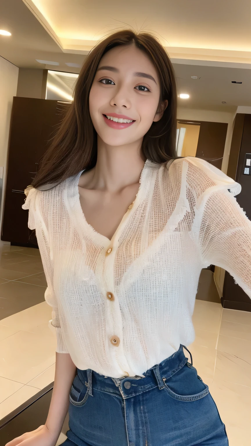 seed:2020674263.((Full body angle:1.1)).((Highest quality, 8K, masterpiece:1.3)), ((from below:1.1)).concentrated:1.2, Perfect body beauty:1.4, Hips:1.2, ((Delicate Hair)), (Colorful button-through crop shirt :1.1) , ((Highest quality、8k、masterpiece:1.3))、1 Girl、A sloppy smile、Esbian all over、Slim face、Big Boobs、Beautiful woman、(Dark Brown Hair)、Long Hair、1.1、Flickering Valley、Detailed eyes、double eyelid、Blurred Background、超Slim face、Smile、Looking down、stroll、