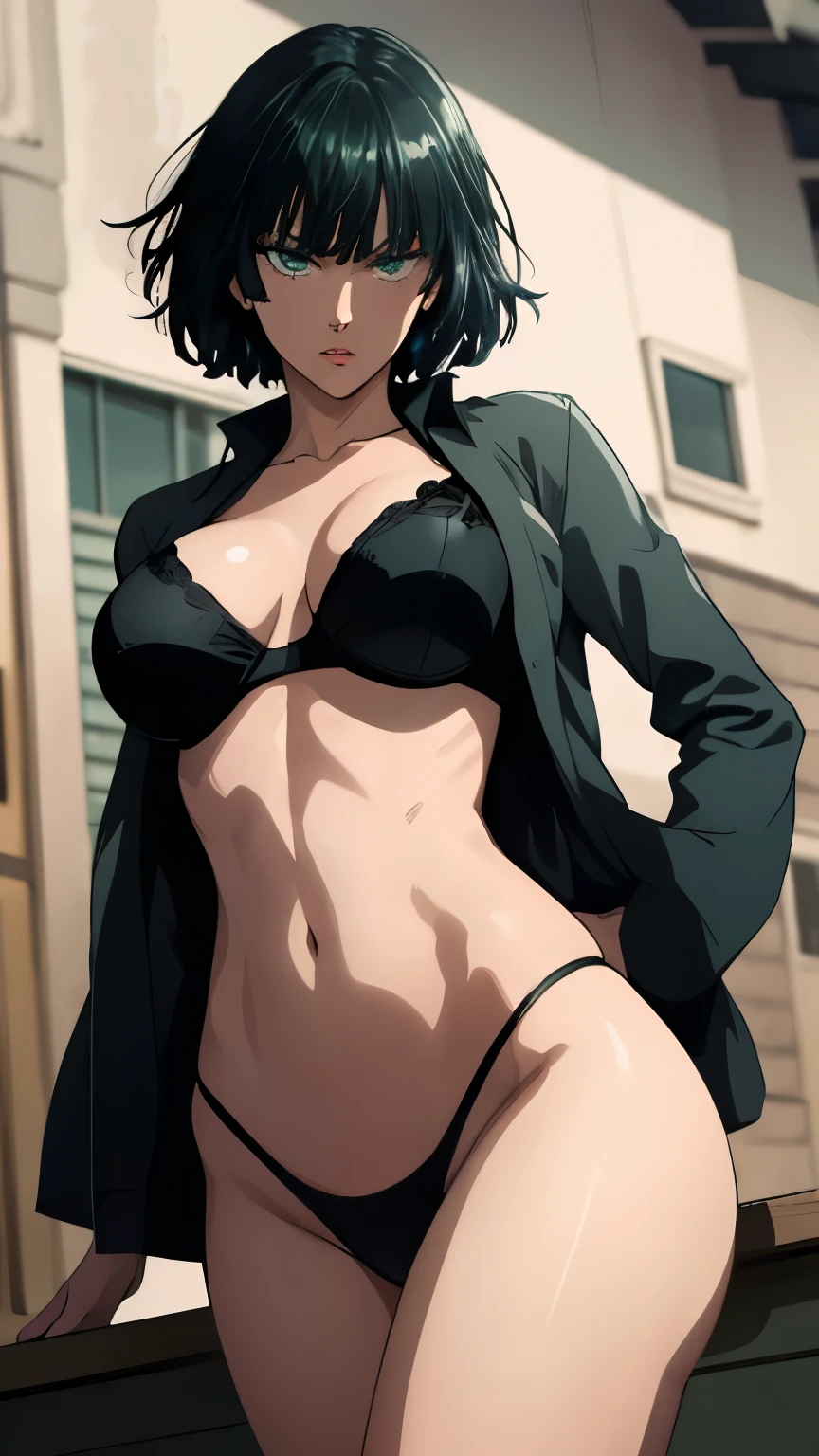 Best Quality,8k,high resolution,Masterpiece:1.2), (ultra detailed), (NSFW is not safe for artwork), (semi - naked) (Fubuki) (One Punch Man Setup), (pose sexual), (realist,photorealist,fotorrealista:1.37), (High DefinitionR,High Definition), (portrait), (vivid colors), (largo legs), (Hermosos detailed eyes), (bright green eyes deep black gradient eyes), (beautiful detailed lips), (extremely detailed eyes and face), bright Eyes, bright green eyes with black, (Hair, short), Dynamic angle and posture., soaked in sweat, perspiration, undressing (largo eyelashes), (cabello short between eyes color verde oscuro), (sharp focus), (Physically based representation), (big breasts) (legs open), (intense), (expression of intense desire), (motion blur), (elegant), (slim figure), (anime inspired), (bright lights), (sexual), (contrasting colors), (mysterious atmosphere), (action packed scene), (Unique style), (surprising), (elegant), (evocative), (expressive), (Intriguing atmosphere), (giant breasts:1.2) ((Best Quality)),((Very detailed)),Masterpiece,absurdities,detailed face,beautiful face,(detailed eyes, deep eyes),(1 girl),((dynamic pose)), erotic lingerie