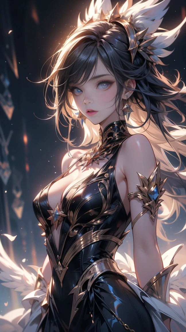 a beautiful witch, long dark hair, piercing eyes, porcelain skin, (best quality,4k,8k,highres,masterpiece:1.2),ultra-detailed,(realistic,photorealistic,photo-realistic:1.37), intricate details, exquisite facial features, delicate features, elegant pose, flowing dress, dark mystical background, glowing magical aura, dramatic lighting, cinematic composition, fantasy art, dark fantasy, moody, dramatic, ethereal, atmospheric