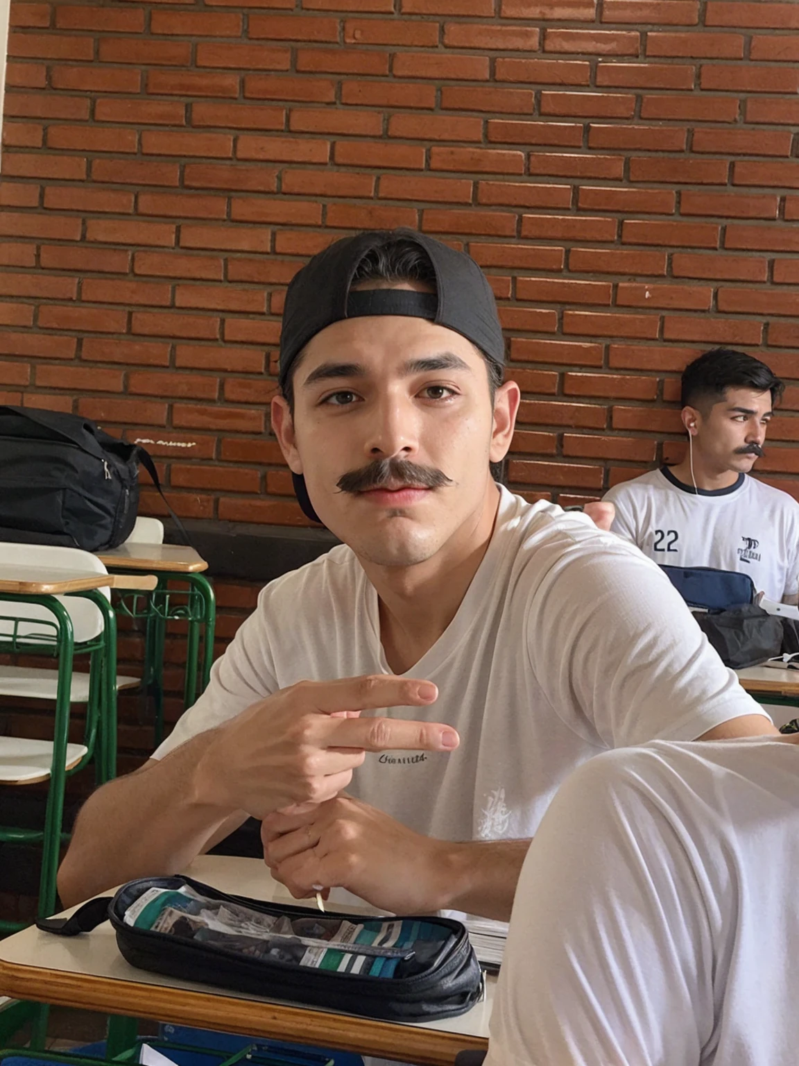 Put a mustache on the rest, escureça a pele
