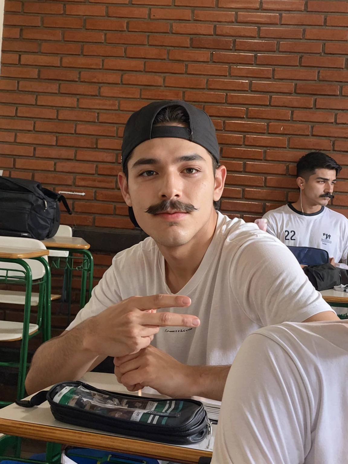 Put a mustache on the rest, escureça a pele
