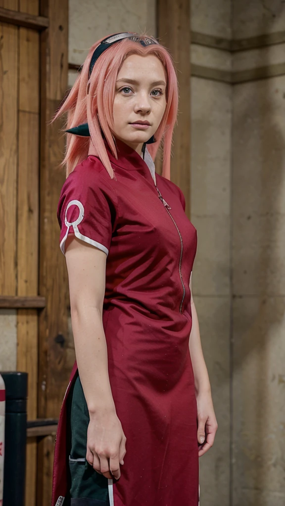 12 year old GIRL; pink hair,  green eyes;  red dress  like Sakura from Naruto                 https://pm1.aminoapps.com/6563/681ff59501d3a1ea2d2c1541a0fc3d89813f936b_00.jpg