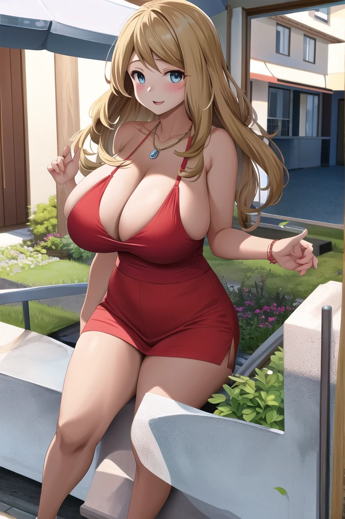 Serena with big breasts, showing big breasts, sample breasts, neckleace, breasts showing 