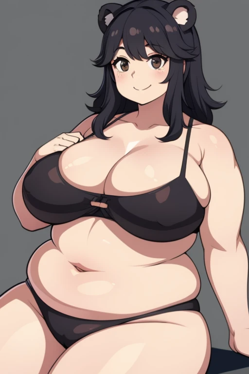 Plump year 21 big breasts black hair brown eyes chubby smile bear girl 