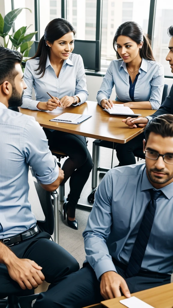 Men and women in the office having meetings 