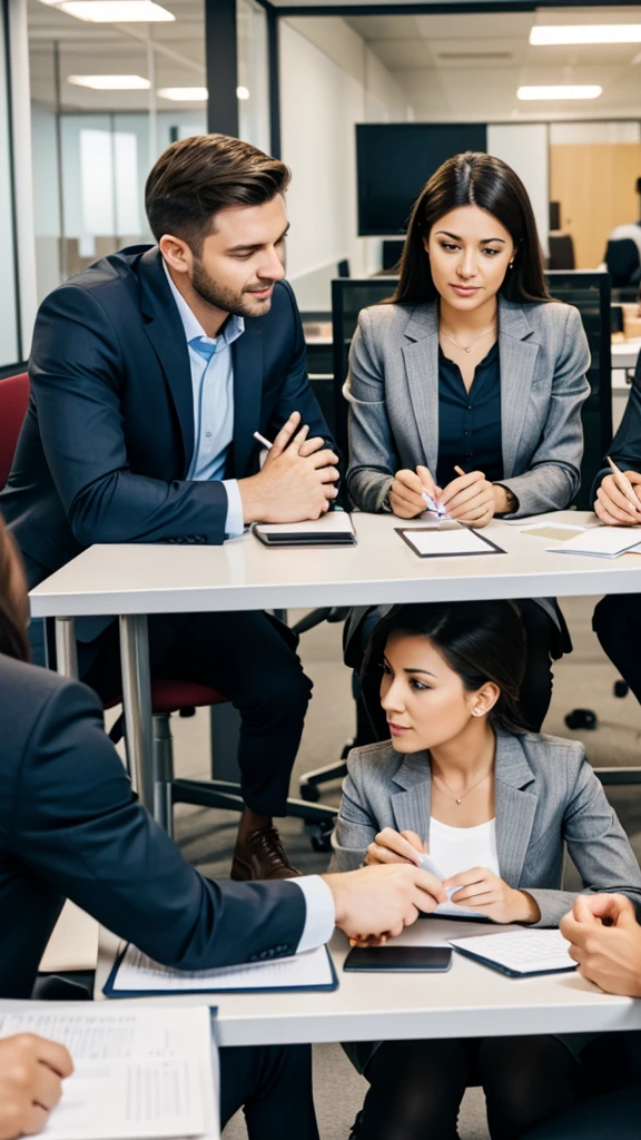 Men and women in the office having meetings 