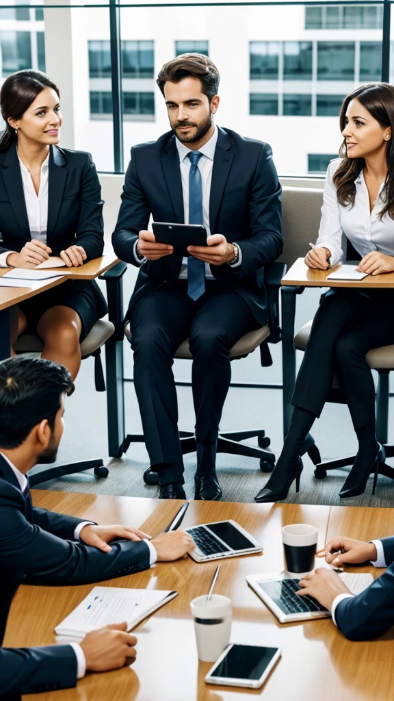 Men and women in the office having meetings