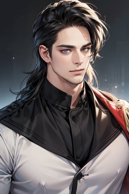 (best quality,4k,8k,highres,masterpiece:1.2),ultra-detailed,(realistic,photorealistic,photo-realistic:1.37),30 year old man,3 day beard,handsome anime,portraits,strong,masculine,dark hair,sharp jawline,mesmerizing eyes,perfectly styled hair,cool anime outfit,confident expression,vibrant colors,dynamic lighting, CEO and expression smile in love.