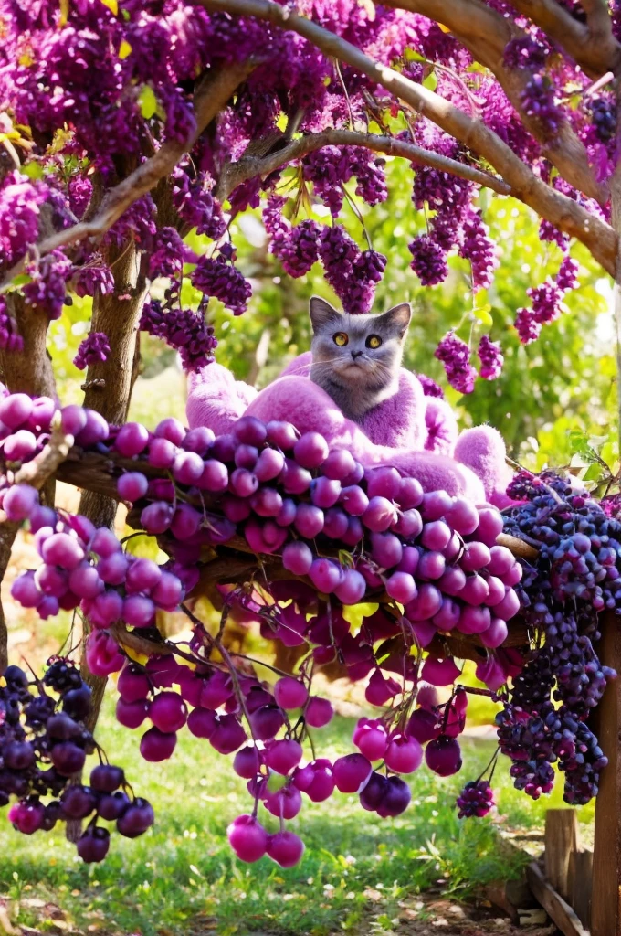 plum cat, cat made of plum, fantasy cat, plums, fruit, animal