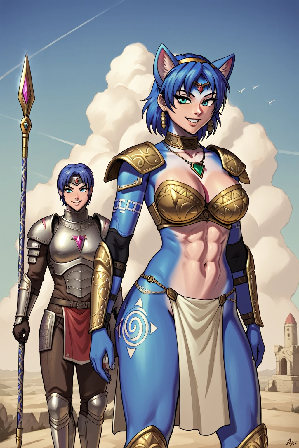 Different world、Dragon Quest、Woman warrior、Bikini Armor、Carrying a great sword、Injured、Big Breasts、Big Butt、