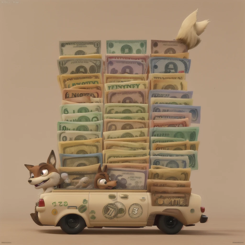 coyote Looney tunes with dollar bills