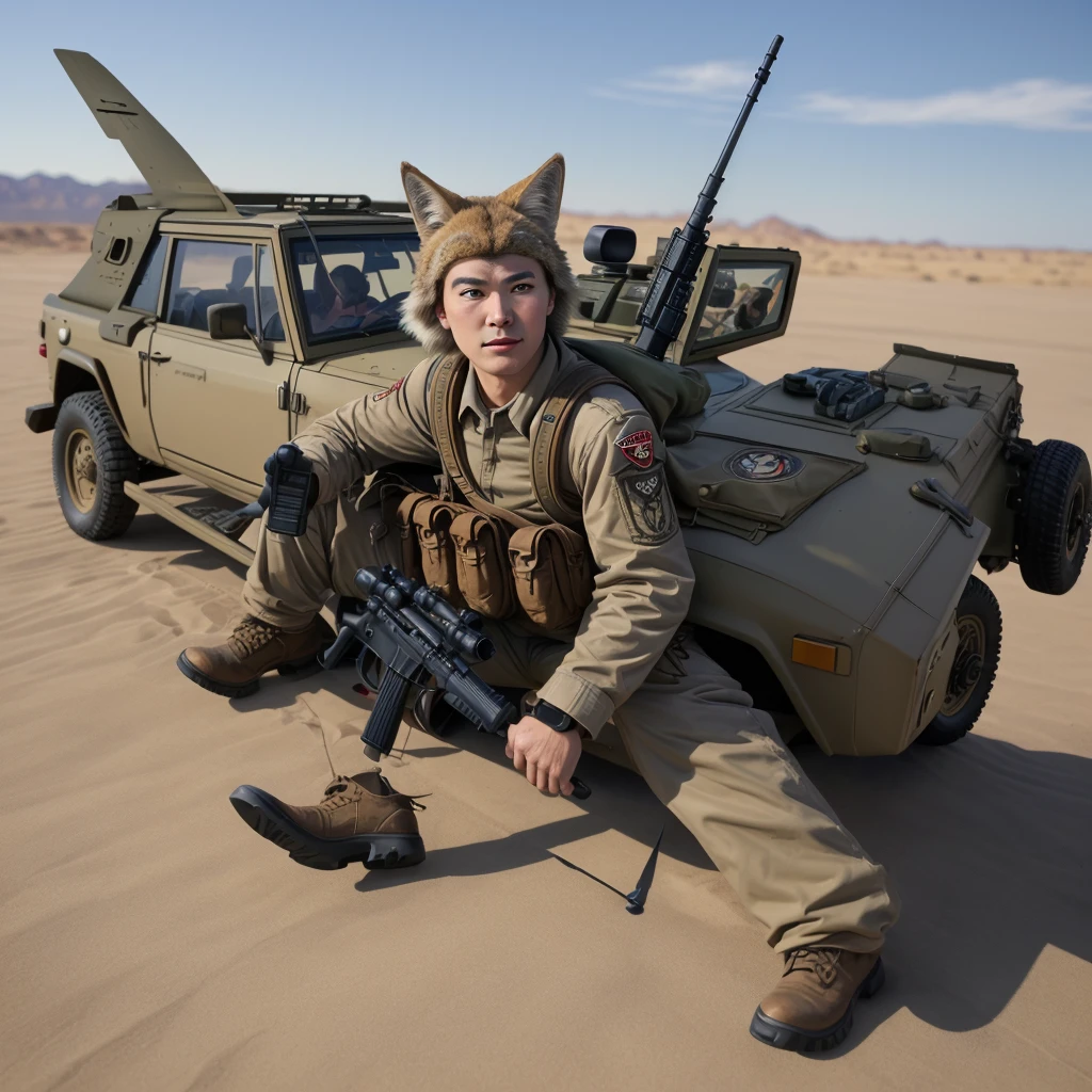 coyote Looney tunes with a bag of dollars, warlike and buchon with gun
