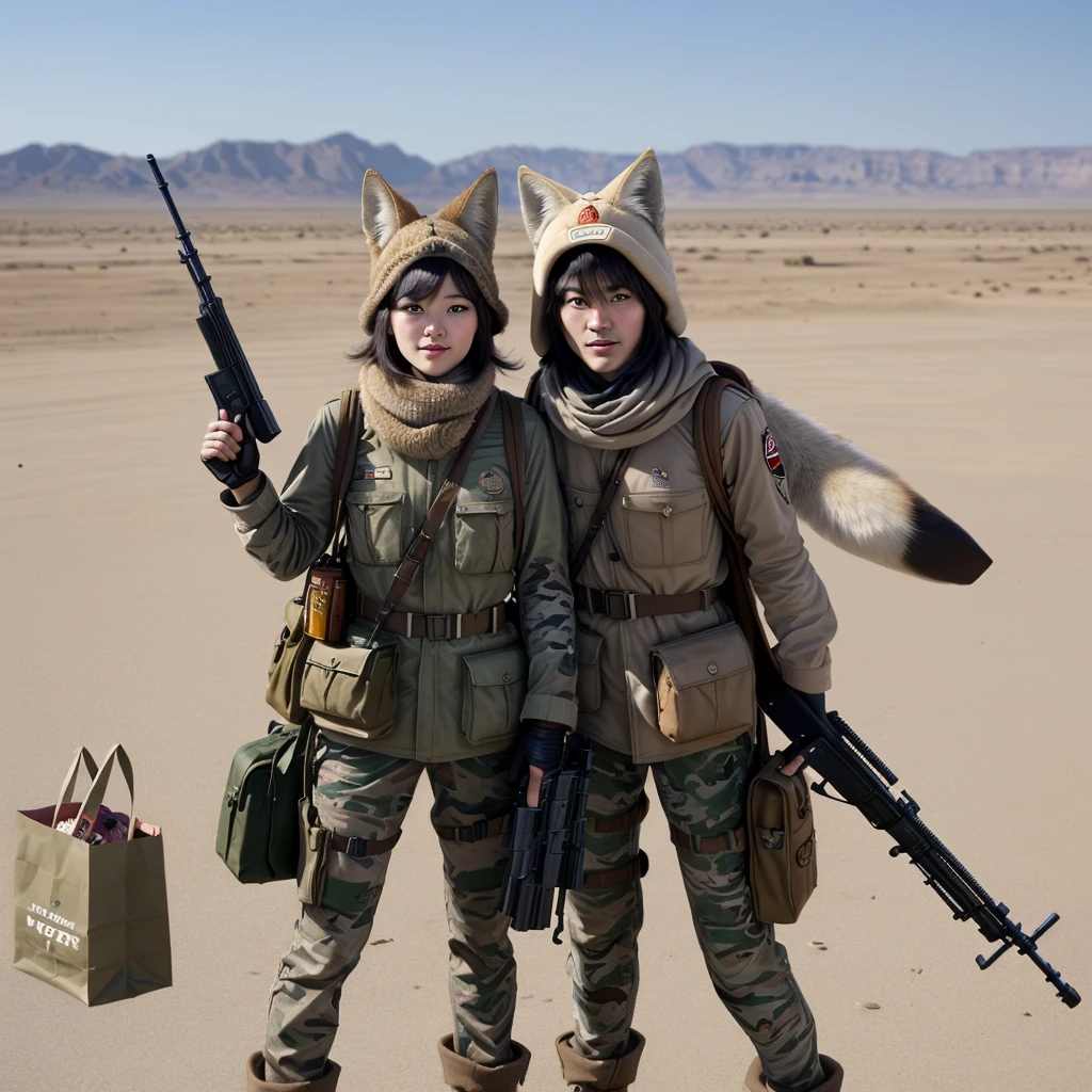 coyote Looney tunes with a bag of dollars, warlike and buchon with gun
