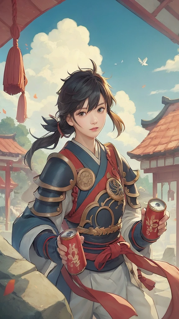 Background Removal、Change pose、whole body、Walking、The clothes remain armored.、Swinging tree branches、Shoes are straw sandals、The trousers are cuffed、2.5th Dimension