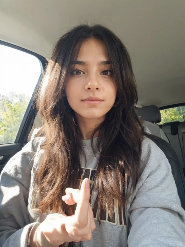 Middle finger at the camara