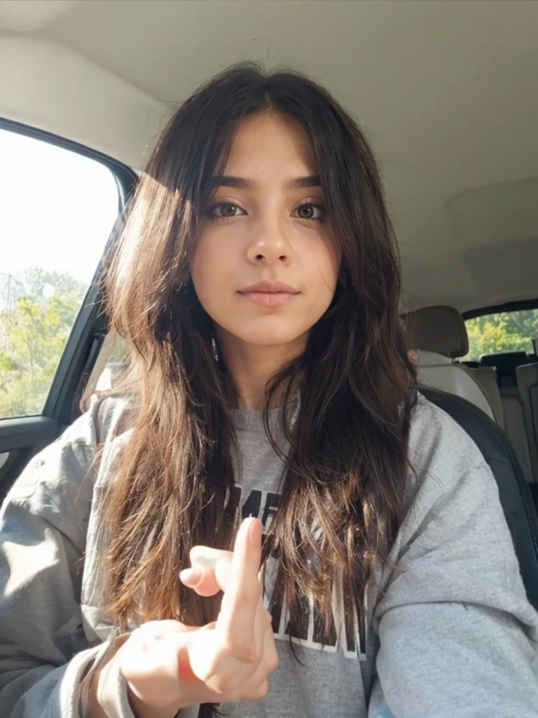 Middle finger at the camara