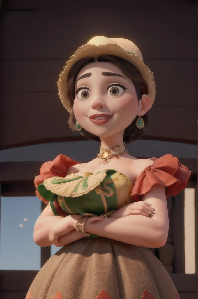 use her face and add a mexican hat and elegant dress on her, USE YOUR FACE PRECISELY