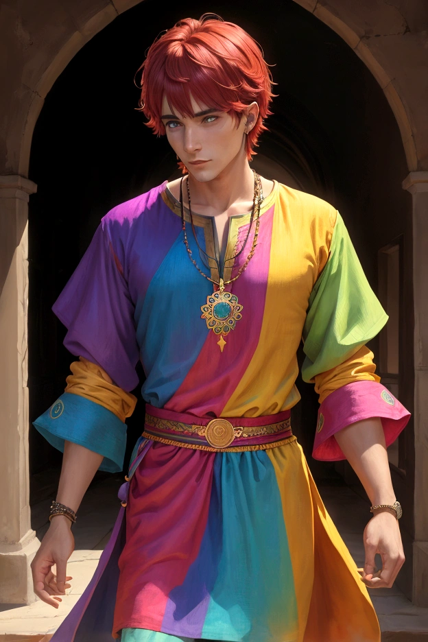 man in colorful tunic