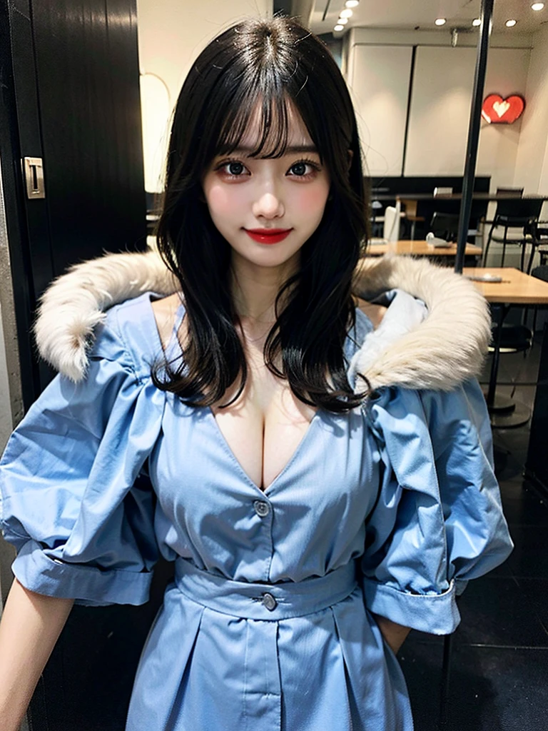 (Highest quality:1.4)、8K、hard disk、Ultra Clear、1 girl、（Big ample breasts：1.2）、Black-haired、（Heart-shaped pupil 1）、（Sticking out tongue：1.2）、I am afraid：1.3、shortcut、（Sobbing：1.3）、Cleavage、Grab the groin、Dark Night、Deep Shadow、Laughter、bust、Detailed Cleavage view, , dress, Inside the house, Ulzzang,