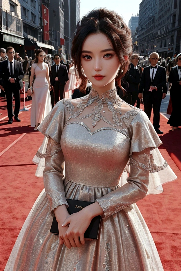 1 woman, 1 man, ideal , dress, Red carpet background, couple, Instagram Filter,