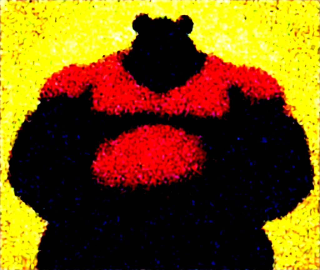 Monstrously massive musclegut anthro furry bear in a red shirt and a red shirt on is holding 1000-pound barbell with one hand, furry art