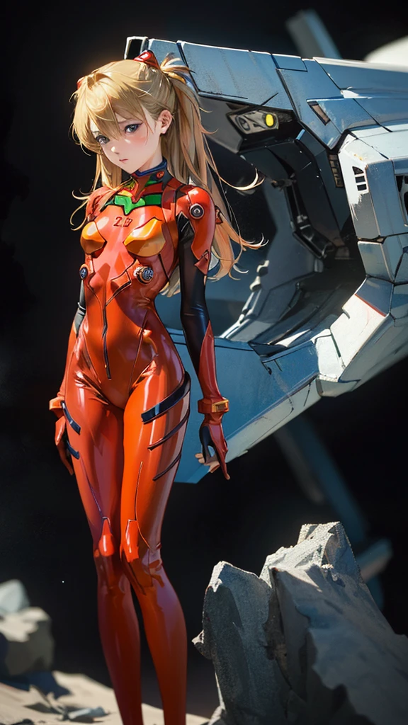 ((Highest quality)), ((masterpiece)), (detailed: 1.4), 3d, Asuka Langley Soryu, Asuka, High resolution (High Dynamic Range), Ray Tracing, NVIDIA, Super Resolution, Unreal 5, Scattered beneath the surface ,PBR Texturing, Post-processing, Anisotropic Filtering, Depth of written boundary, Maximum sharpness and sharpness, Multilayer Texture, Albedo and Specular Maps, Surface Shading, Accurate simulation of light-matter interactions, Perfect proportions ,Octane Rendering,Two-tone lighting,wide aperture,Low ISO,White balance,Three-part method,8K RAW,(masterpiece: 1.4, Highest quality), (Intricate detailed), Unity8k wallpaper, 非常にdetailedな, Beautiful and mysterious, detailed background, Realistic, alone, Perfectly detailed face, detailedな青い目, 非常にdetailedな, blush, hair ornaments, Chignon Mahogany Hair, (blonde), Plug Suit 02, Shikinami Asuka Langley, Evangelion, A slim 15-year-old girl, Full Body Suit, Black background, Above the waist,A composition that shows the whole body,