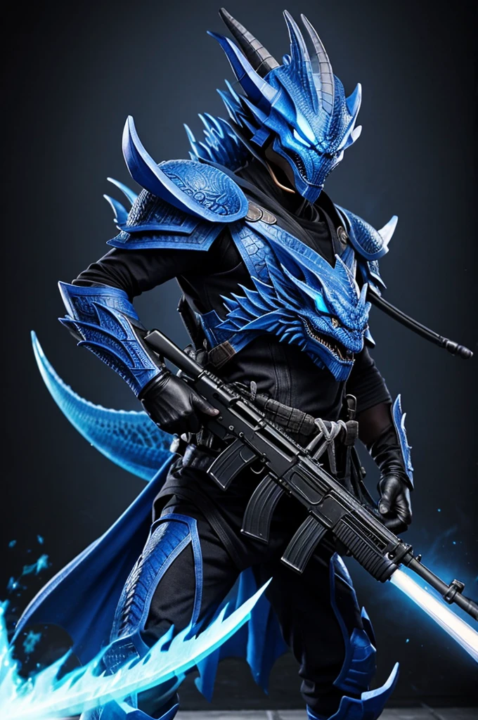 Weapon ak 47 blue dragon mode