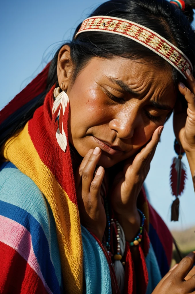 indigenous woman crying